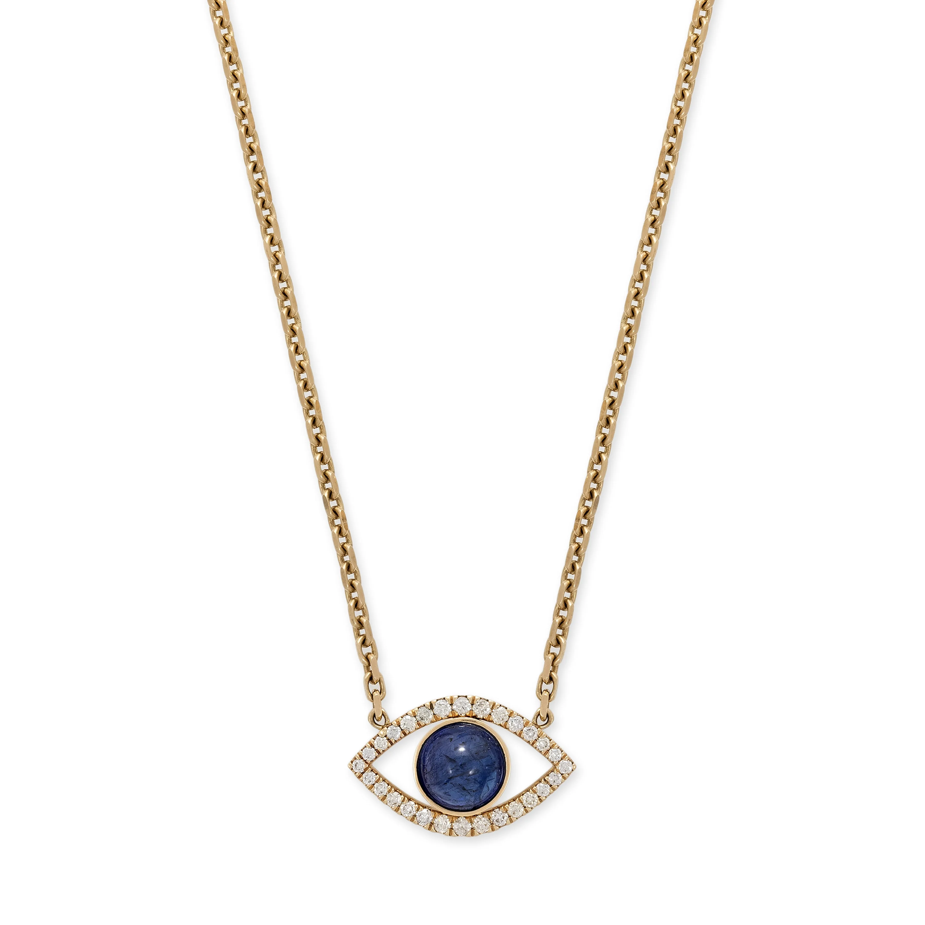 LARGE PAVE OPEN EYE TANZANITE CENTER NECKLACE