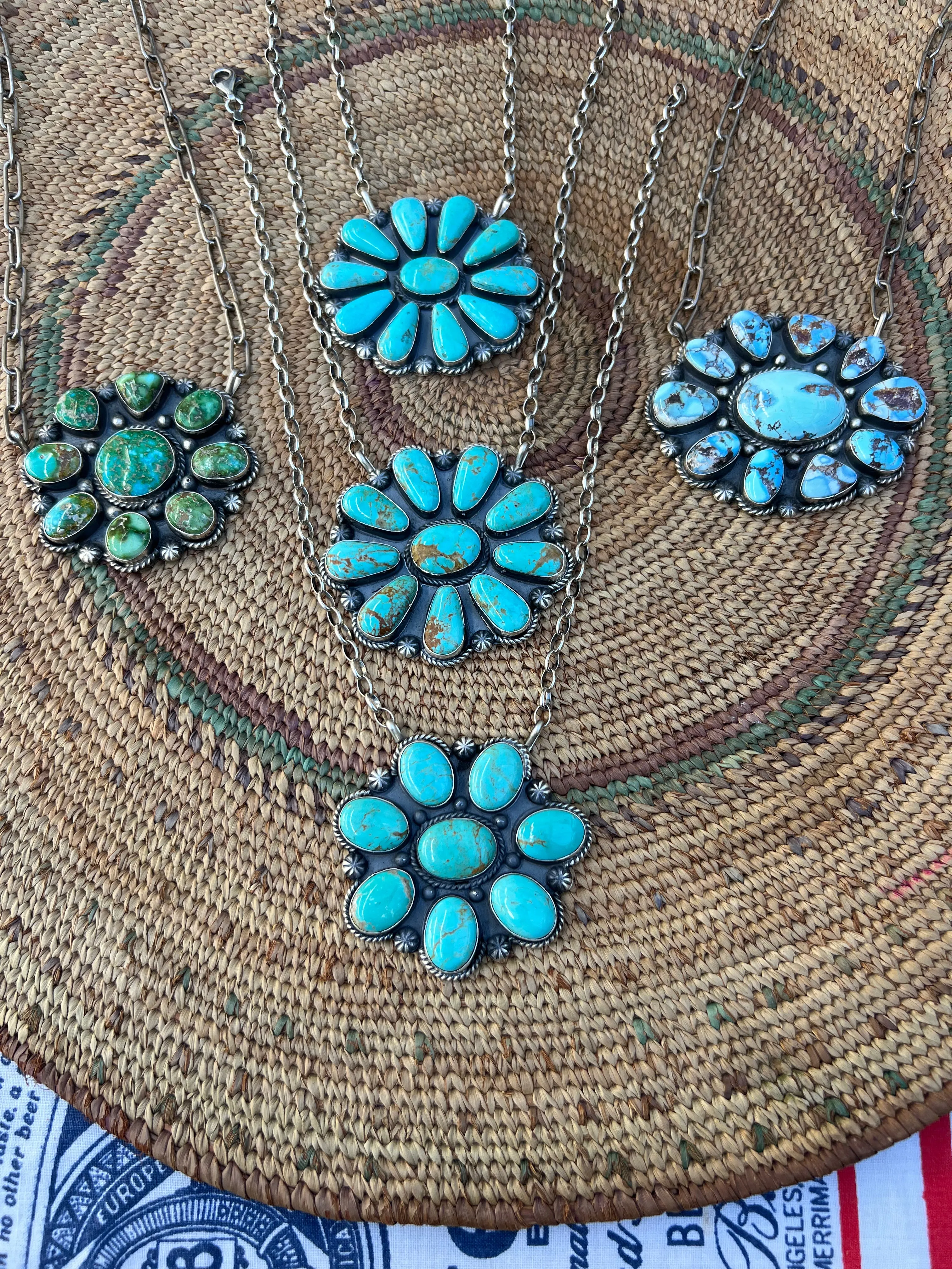 Large Turquoise Cluster Necklace