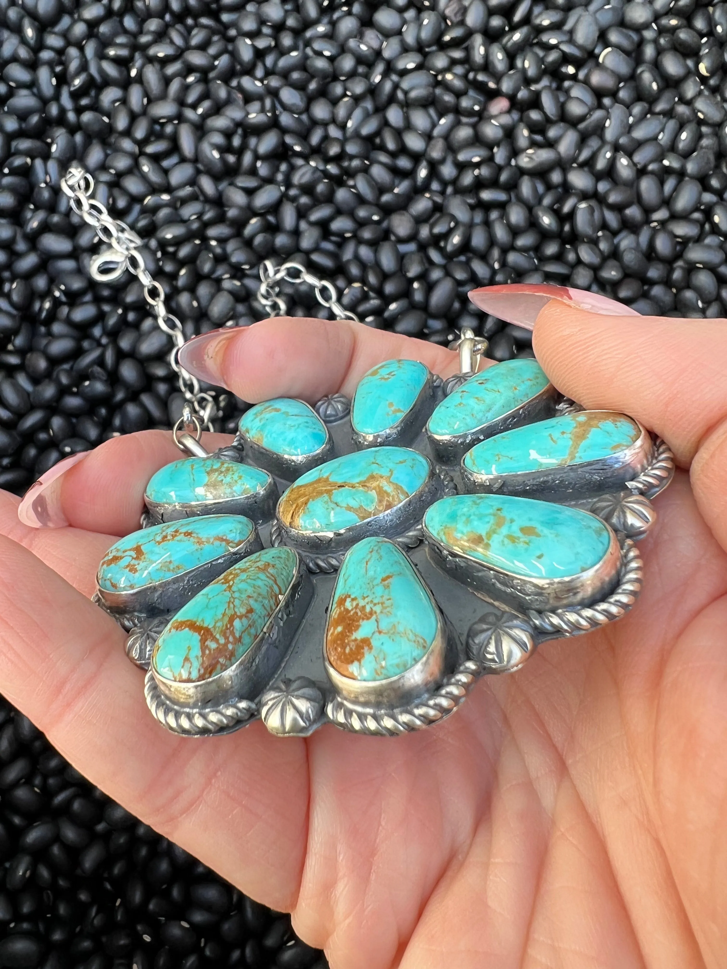 Large Turquoise Cluster Necklace