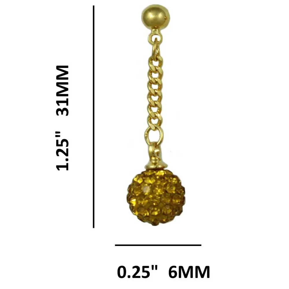 Light Topaz Crystal 6MM Fireball Ball Dangling Earring - REC422T