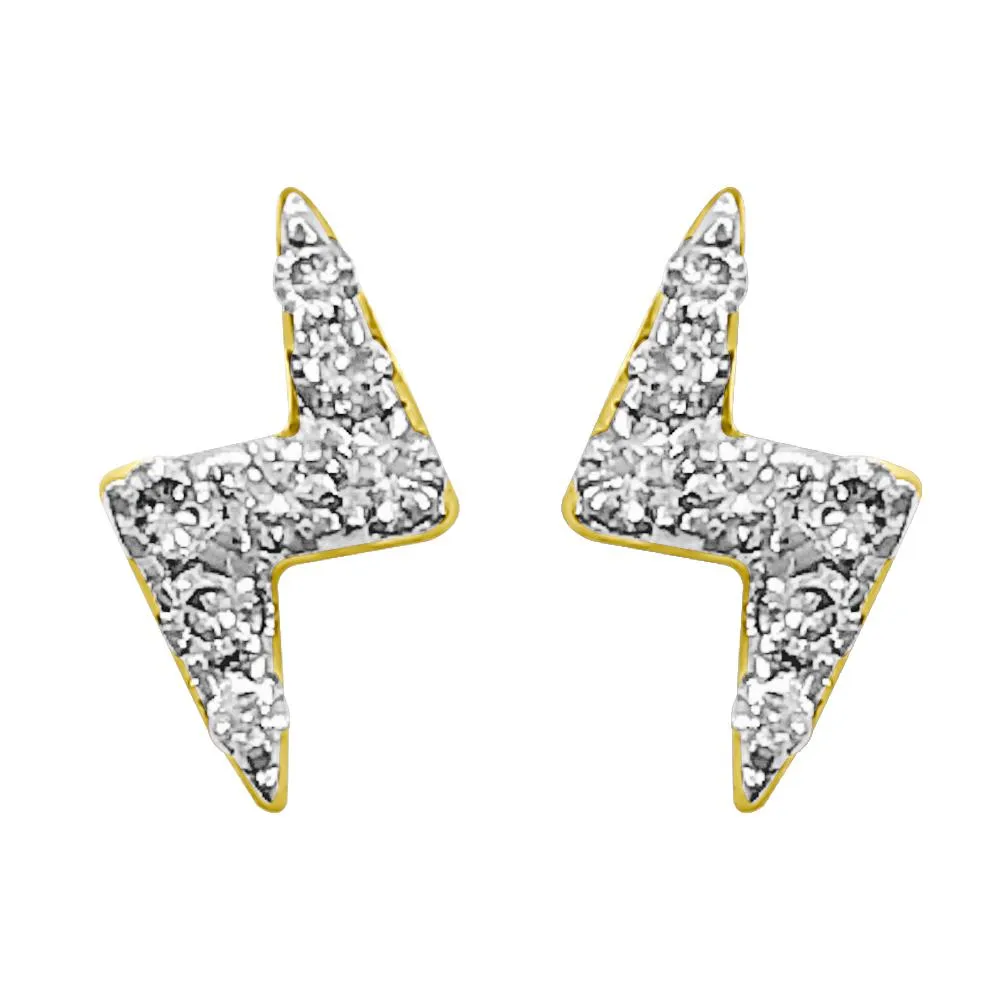 Lightning Bolt Diamond Earrings .10cttw 10K Gold