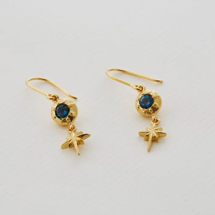 London Blue Topaz & Gold Vermeil Drop Earrings - "Guiding Star"