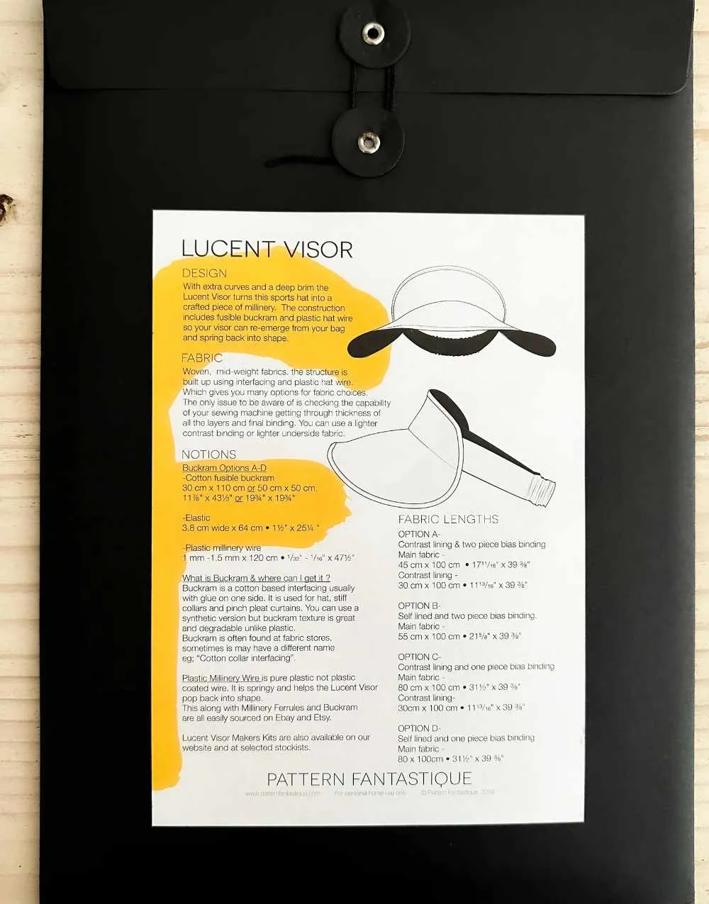 Lucent Visor Sewing Pattern, Pattern Fantastique