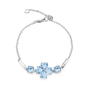 Luxury Topaz S925 Sterling Silver Four-leaf Clover Bracelet for Women