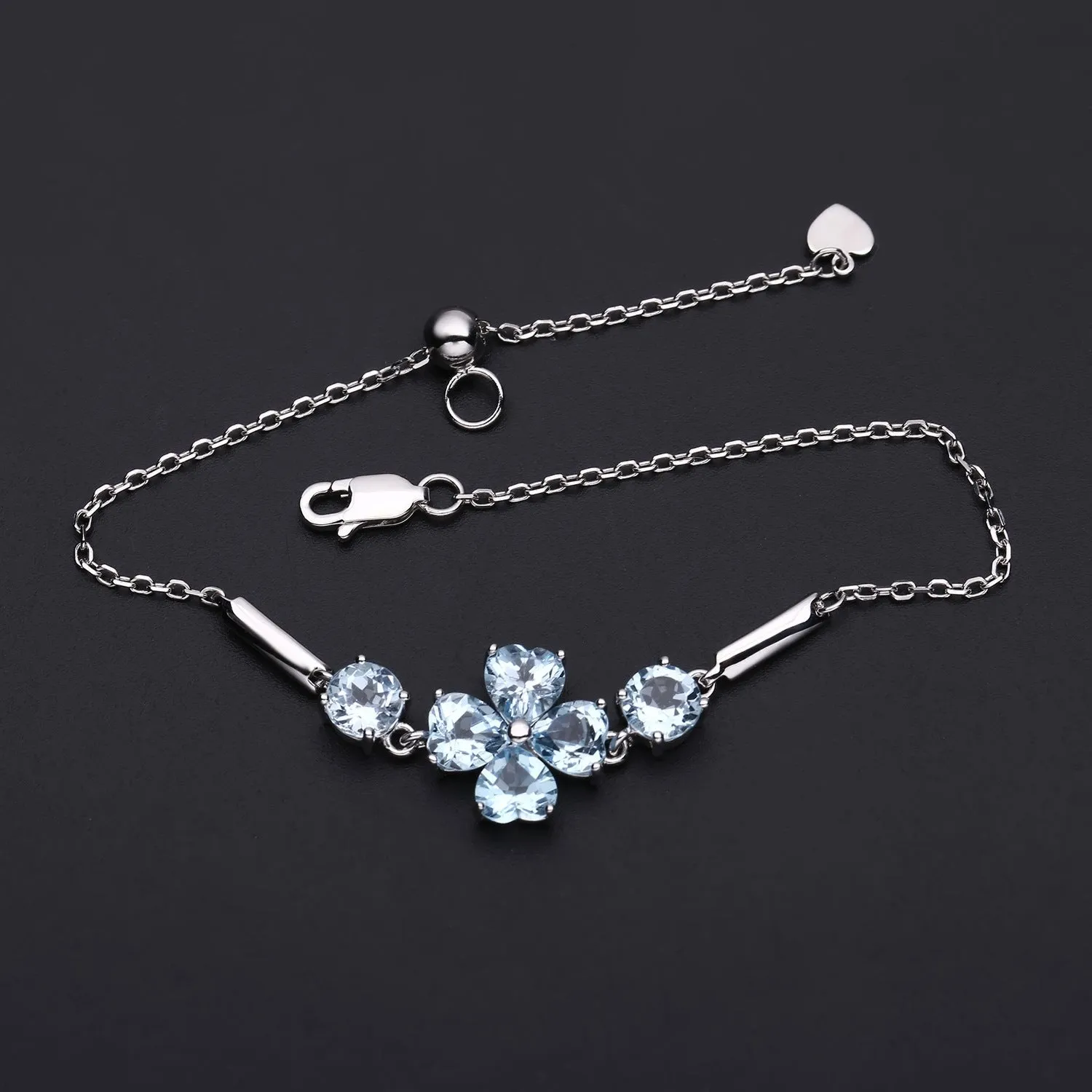 Luxury Topaz S925 Sterling Silver Four-leaf Clover Bracelet for Women