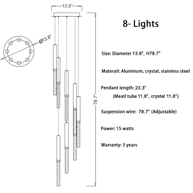 Manarola | Long LED Spiral Chandelier