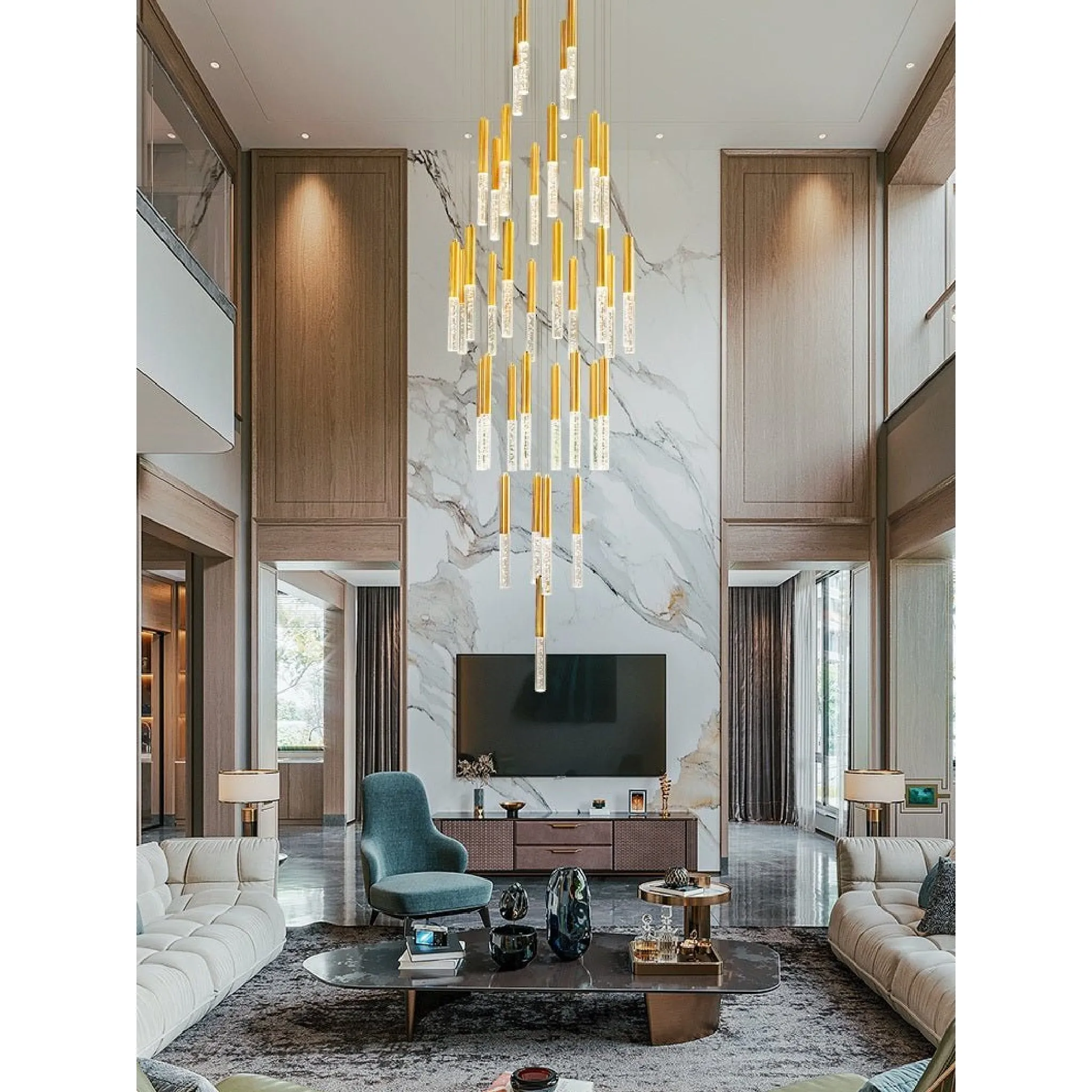 Manarola | Long LED Spiral Chandelier