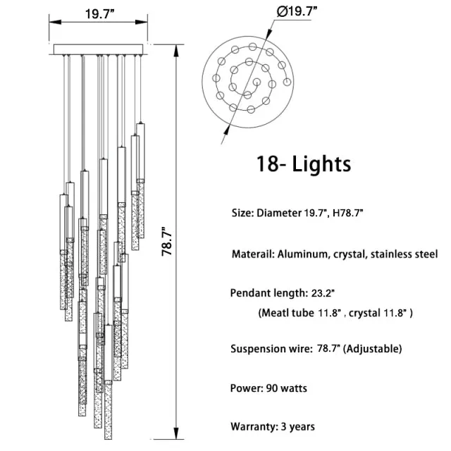 Manarola | Long LED Spiral Chandelier