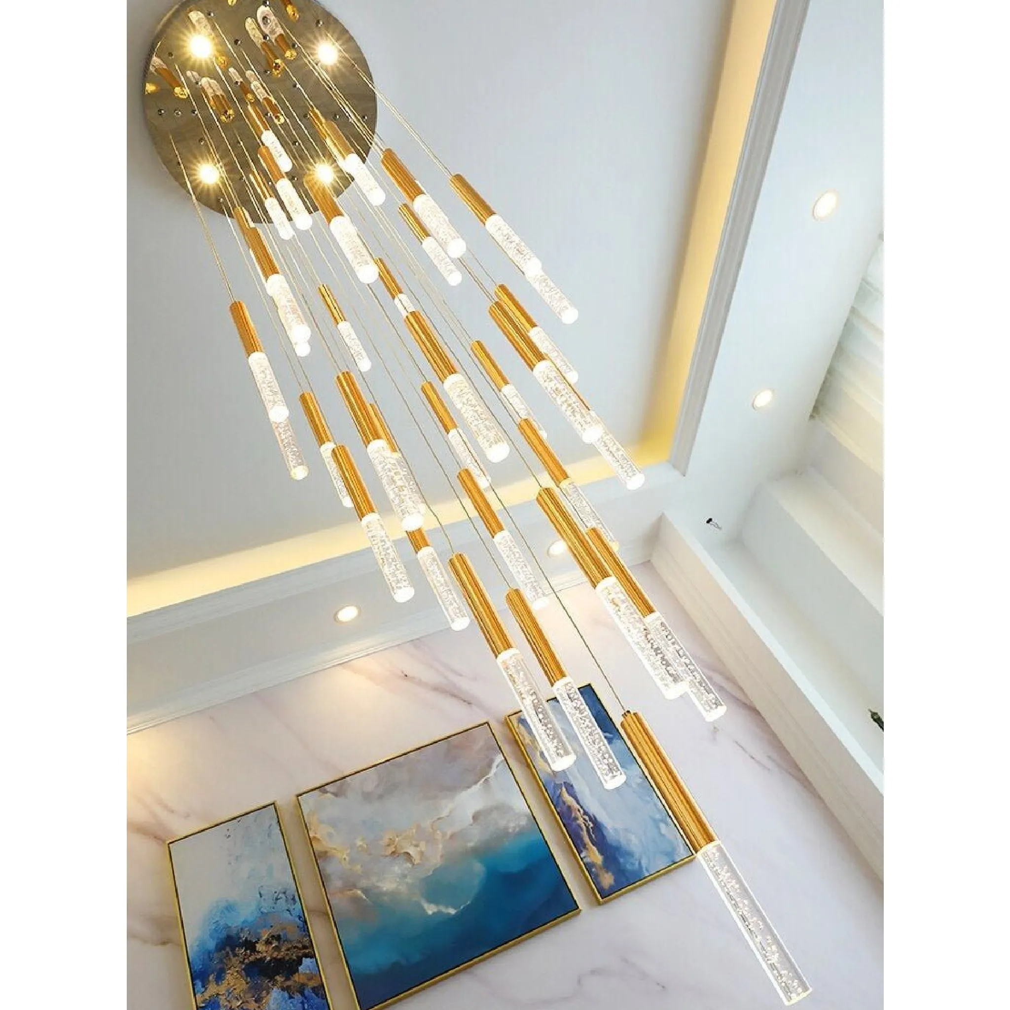 Manarola | Long LED Spiral Chandelier