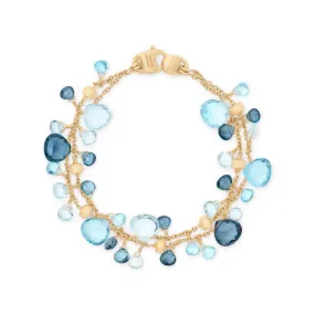 Marco Bicego 18K Yellow Gold Paradise Mixed Blue Topaz Double Strand Bracelet