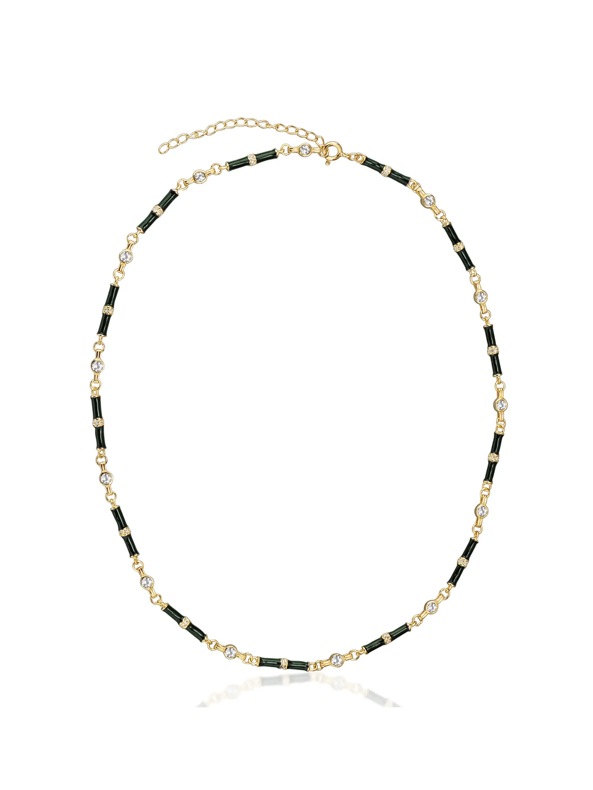 Marlowe green enamel necklace with white topaz