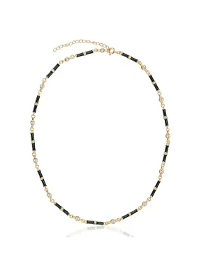 Marlowe green enamel necklace with white topaz