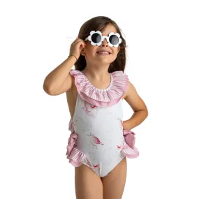 Meia Pata Girls Pink Bird Cosume Swimming Costume