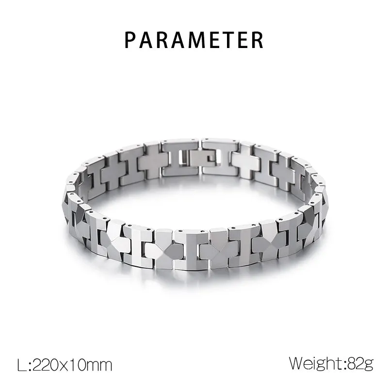 Men’s Titanium Stainless Steel Bracelet – Modern Cross-Link Design, Hypoallergenic and Durable for Everyday Wear