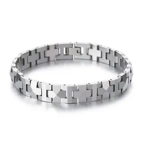 Men’s Titanium Stainless Steel Bracelet – Modern Cross-Link Design, Hypoallergenic and Durable for Everyday Wear