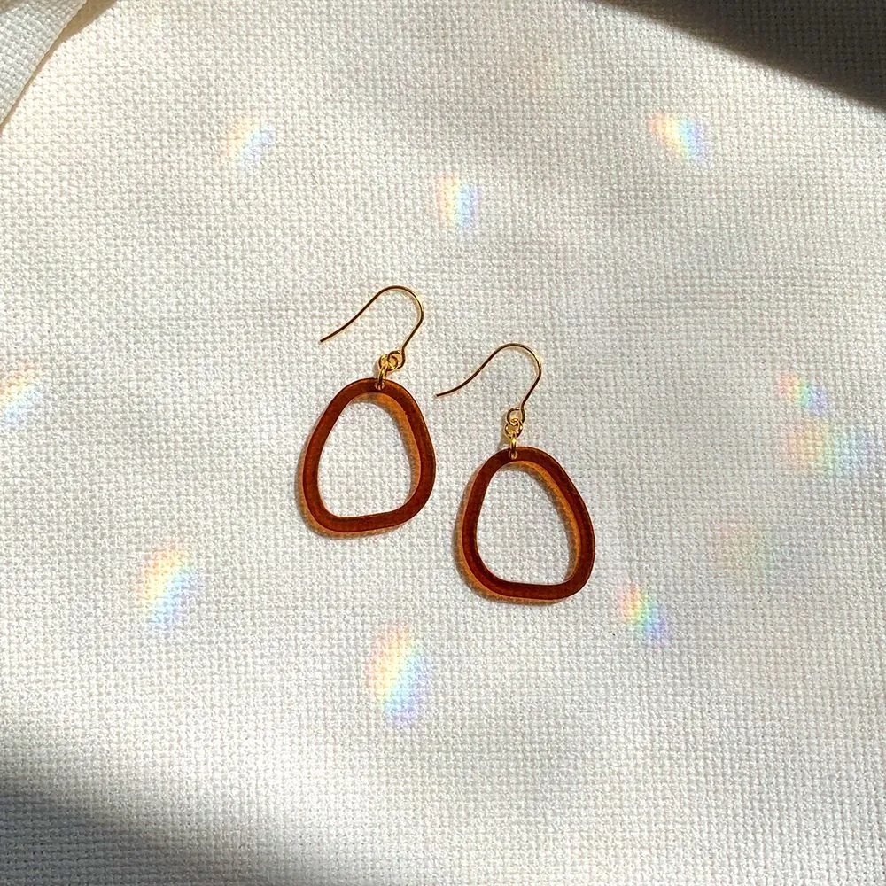 Mini Loop Abstract Lasercut Acrylic Earrings in Amber Brown