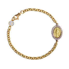 MIRACULOUS MEDAL - CHRISTIAN BRACELET - DIAMONDS AND GOLD