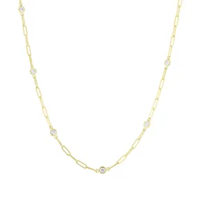 Modern Paperclip Station Diamond Necklace 1ct