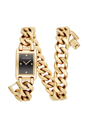 Moment Gold Tone Chain Bracelet Watch, 19x30MM