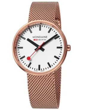 Mondaine Evo Mini Giant 35mm - Rose Gold-Tone - Mesh Bracelet - White Dial