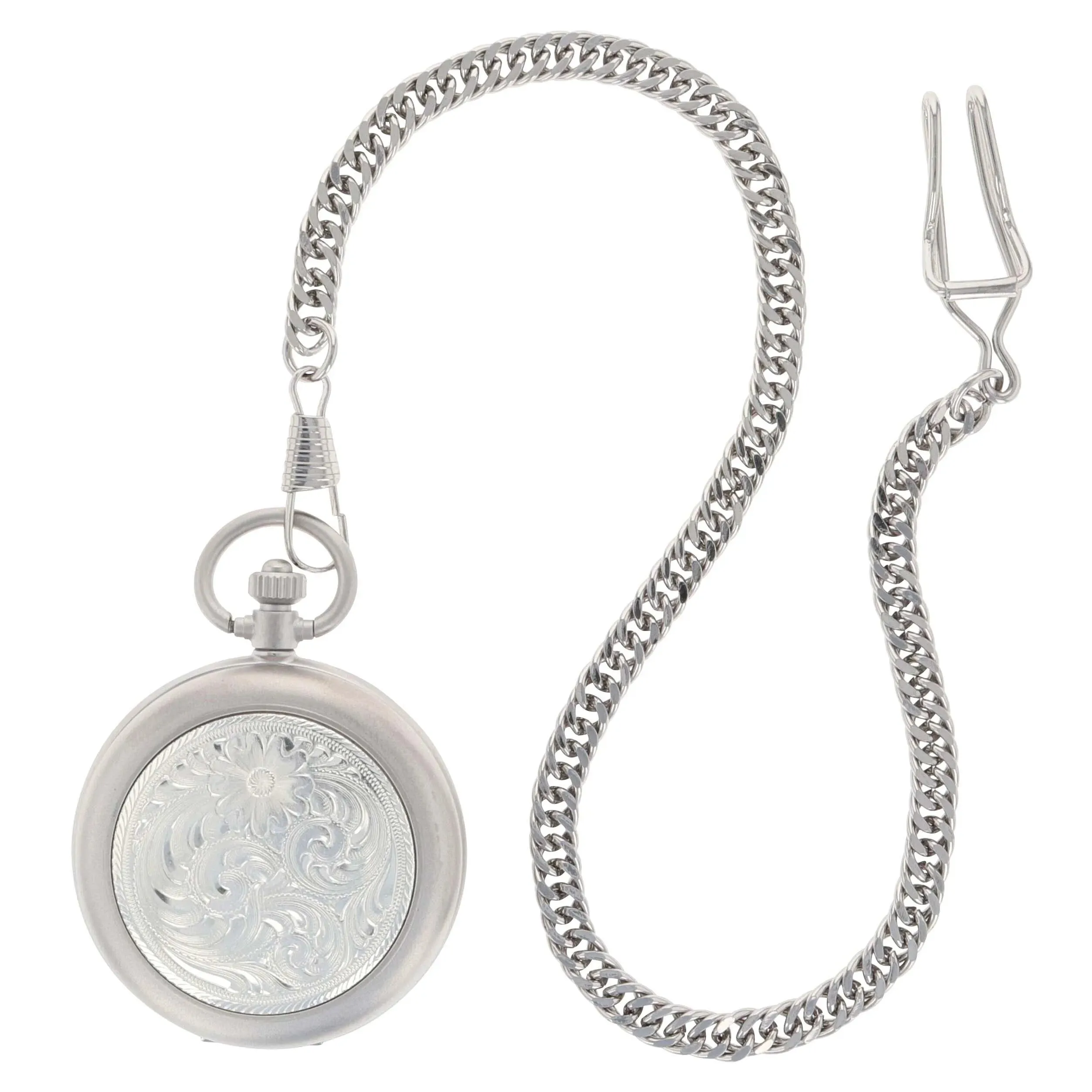 Montana Silversmiths Engraved Silver, Small Silver Inlay, Pocket Watch- Watchp10