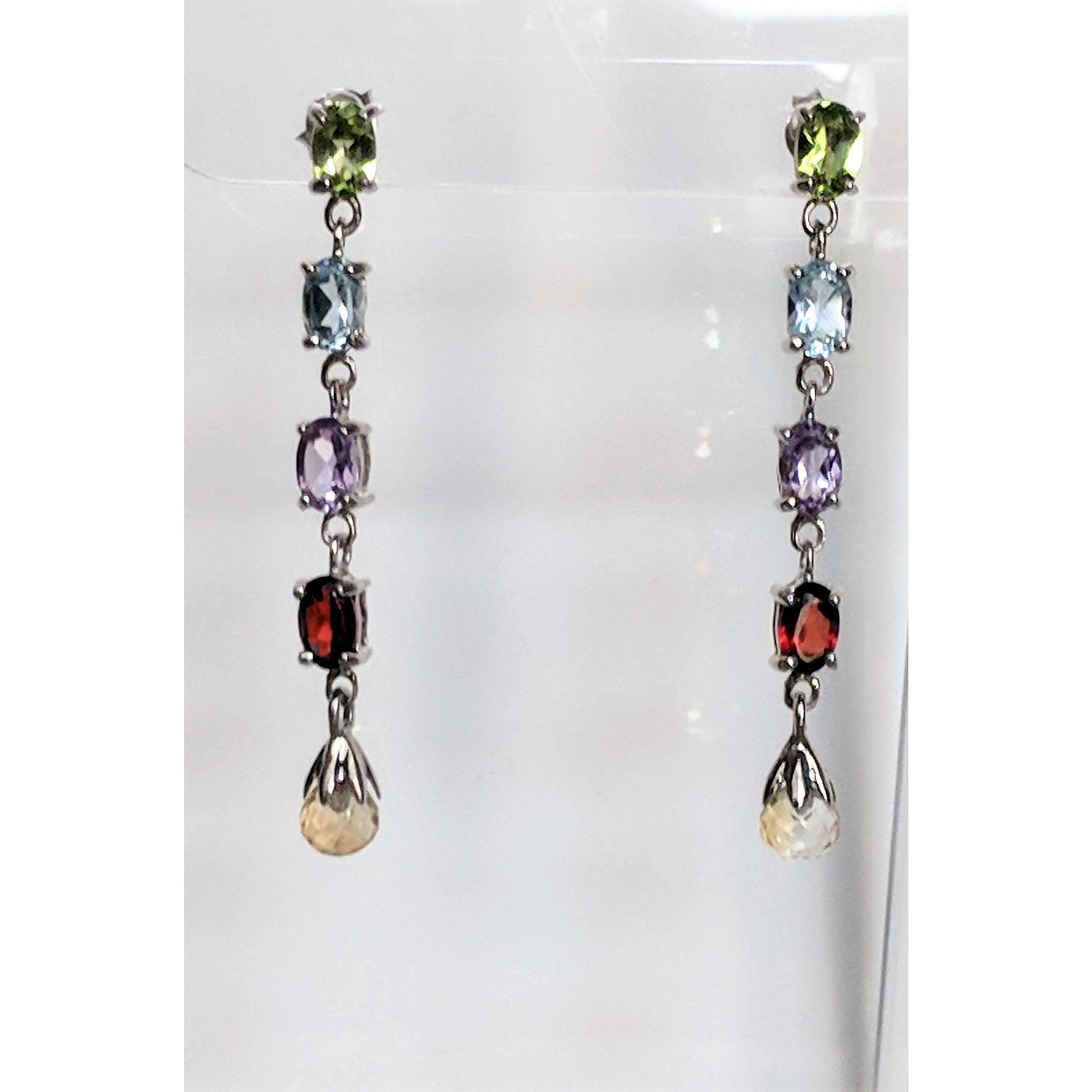 Multi Gemstone Earrings, Amethyst, topaz, garnet, citrine, peridot magnificent!