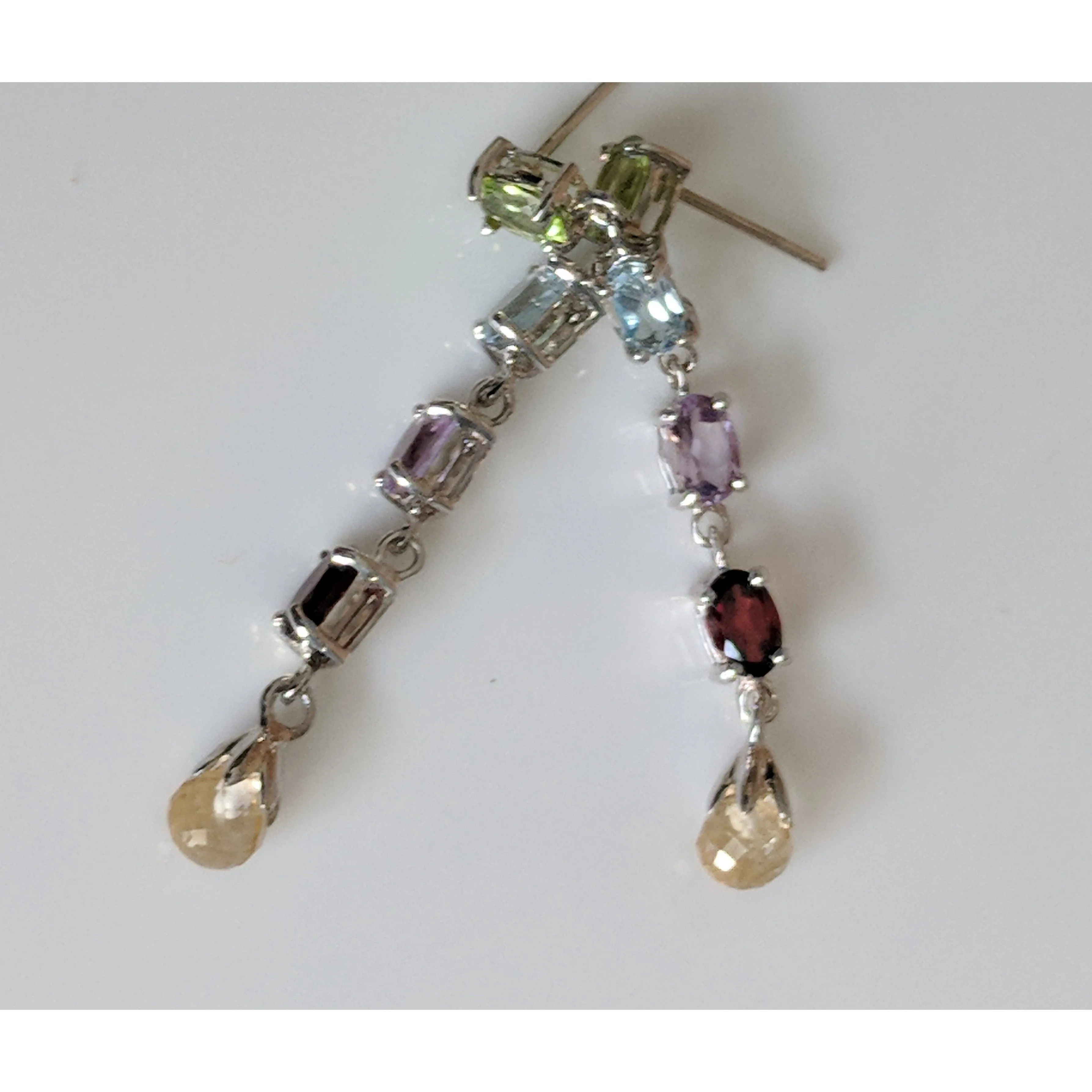 Multi Gemstone Earrings, Amethyst, topaz, garnet, citrine, peridot magnificent!