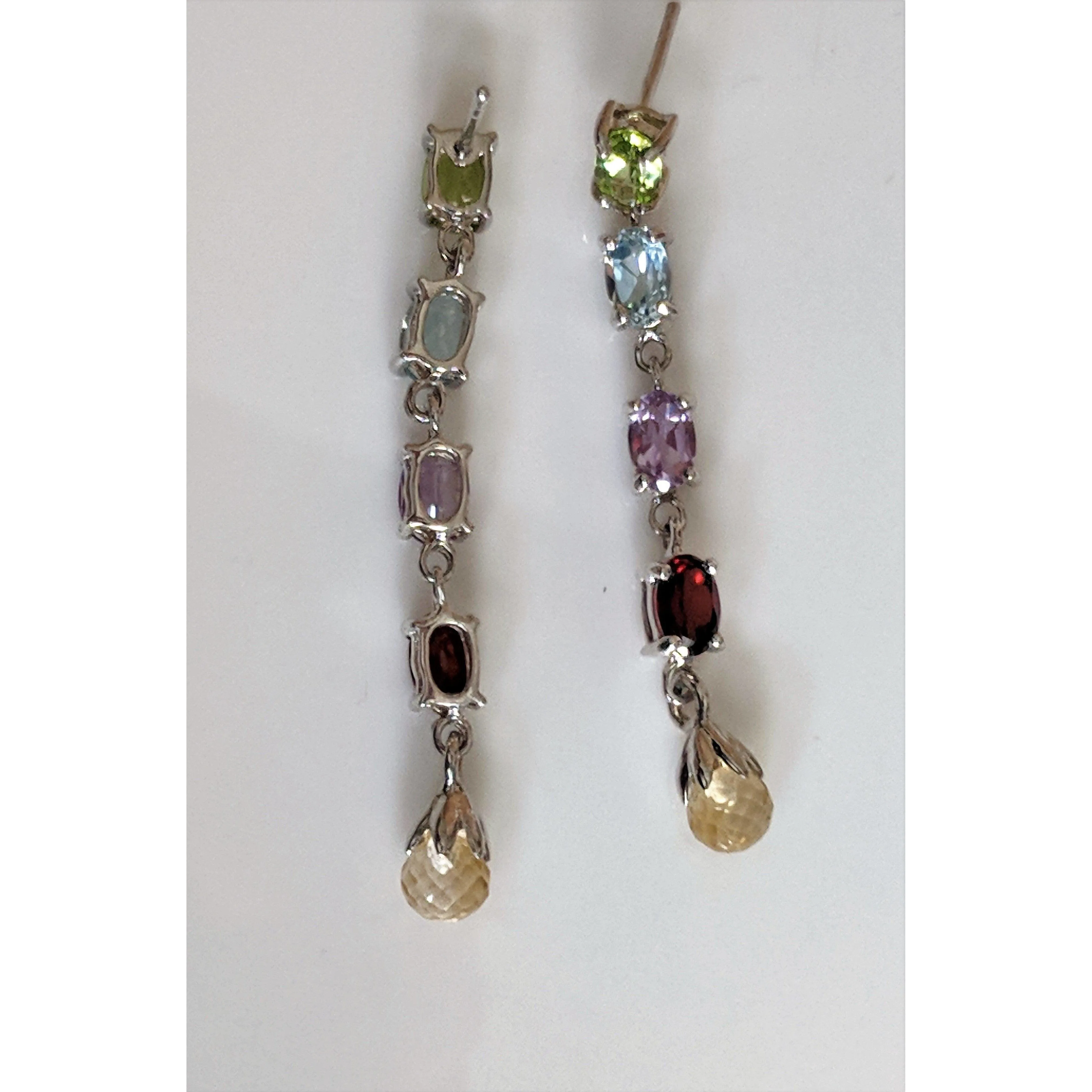 Multi Gemstone Earrings, Amethyst, topaz, garnet, citrine, peridot magnificent!