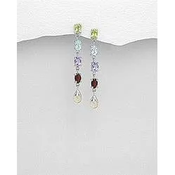 Multi Gemstone Earrings, Amethyst, topaz, garnet, citrine, peridot magnificent!