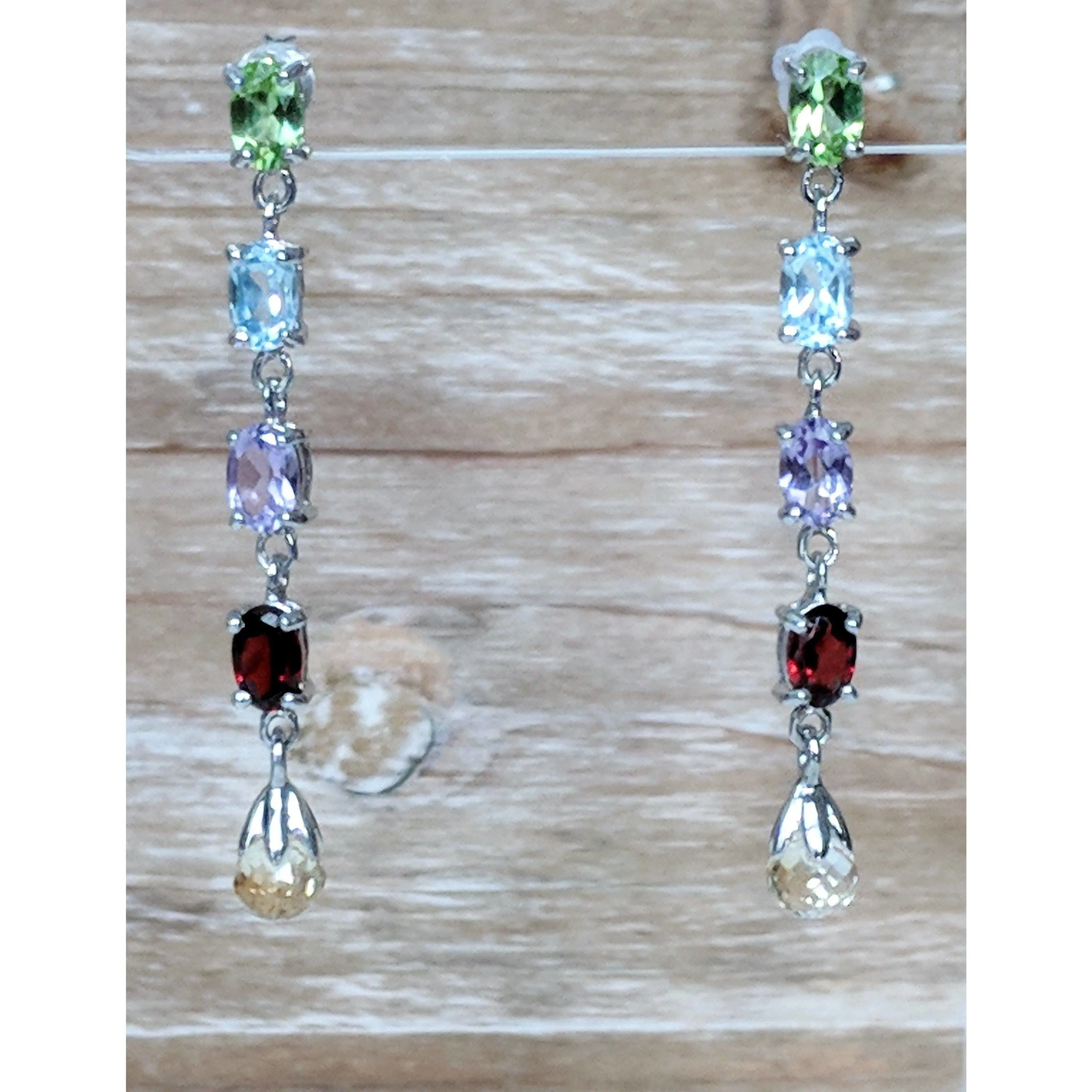 Multi Gemstone Earrings, Amethyst, topaz, garnet, citrine, peridot magnificent!