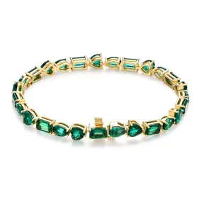 Multishape Green Topaz Tennis Bracelet