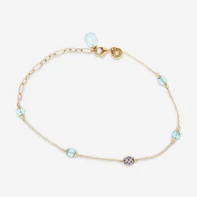 Nanis 18K Yellow Gold Blue Topaz & Ice Diamond Bracelet BS1-539