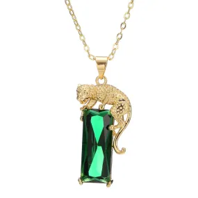 Natural Emerald Gemstone 14K Gold Color Pendant