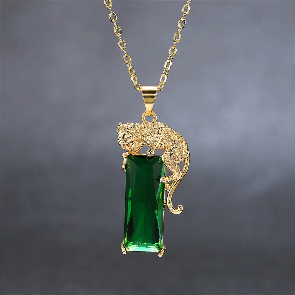 Natural Emerald Gemstone 14K Gold Color Pendant