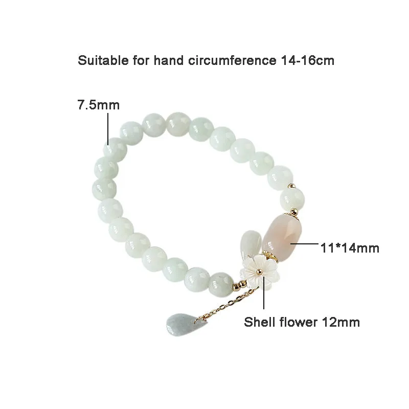 Natural Jade Agate Shell Water Drop Flower Bead Bracelet