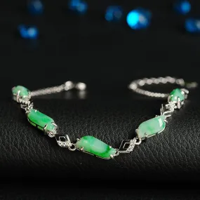 Natural Jade Bracelet Jadeite Silver Bracelet BT112