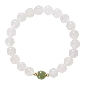 Natural White Agate and Hetian Jade Bracelet for Women - High-quality Sterling Silver Bracelet with Agate and Jade Gemstones