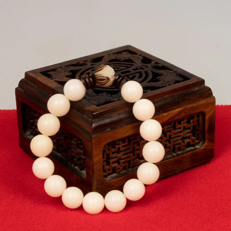 New Chinese Retro Lotus White Jade Bodhi Root Bracelet - Unisex Jewelry