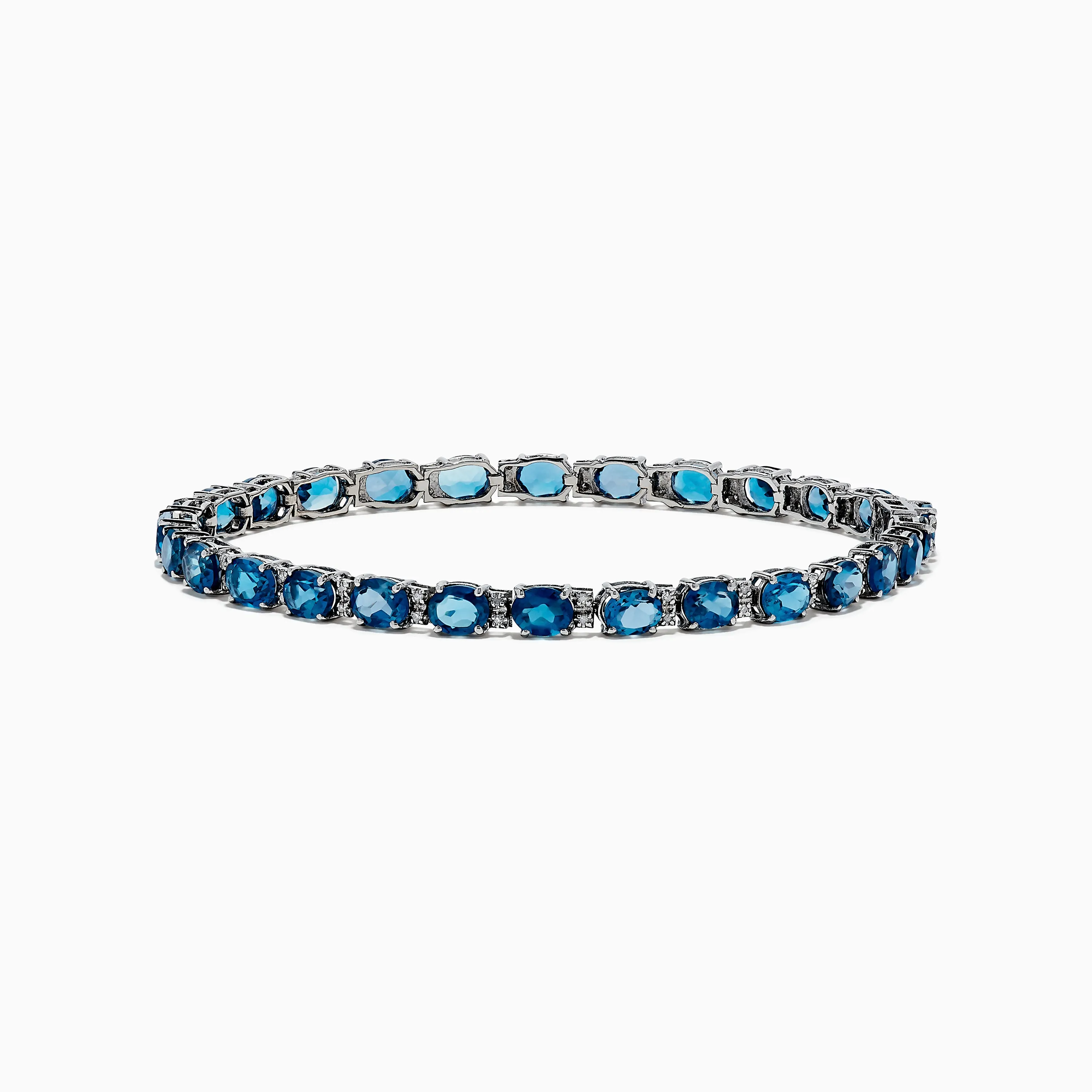 Ocean Bleu 14K White Gold London Blue Topaz Tennis Bracelet 13.55 TCW