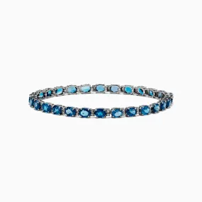 Ocean Bleu 14K White Gold London Blue Topaz Tennis Bracelet 13.55 TCW