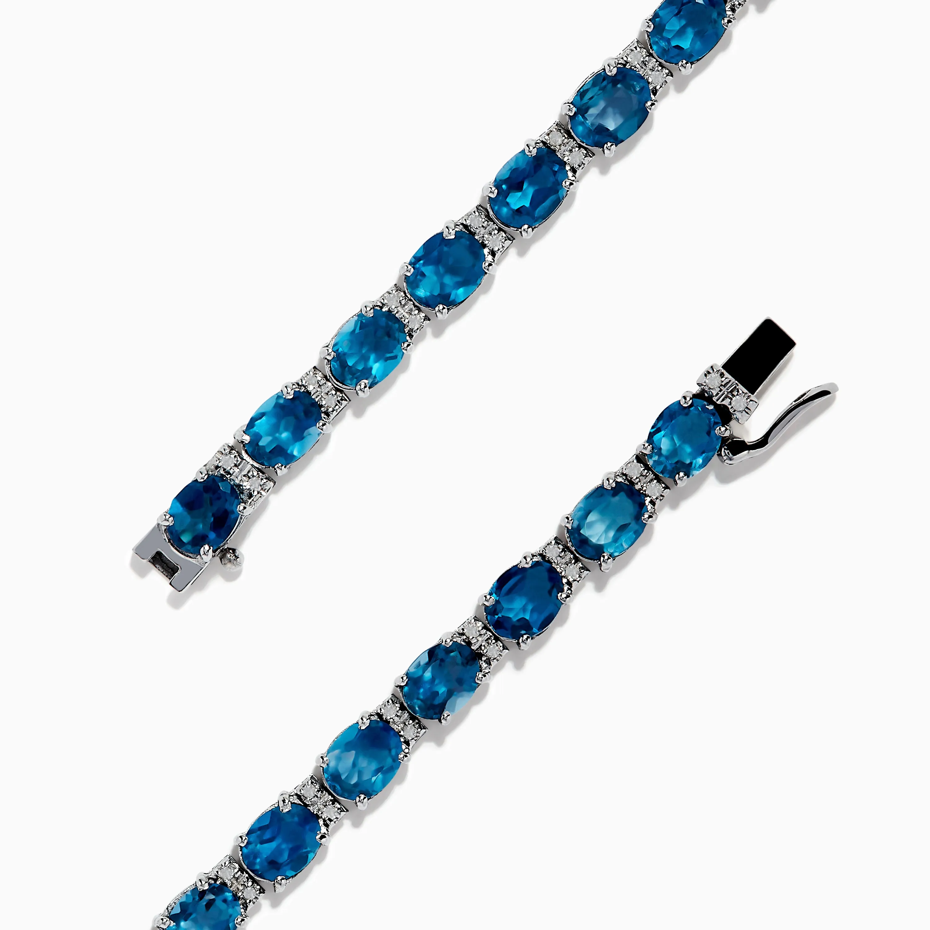 Ocean Bleu 14K White Gold London Blue Topaz Tennis Bracelet 13.55 TCW