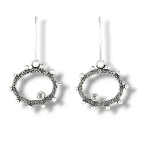 Oval Dot White Topaz Earrings