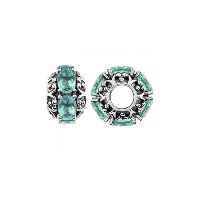 Oxidised Silver & Swiss Blue Topaz Charm S383SW