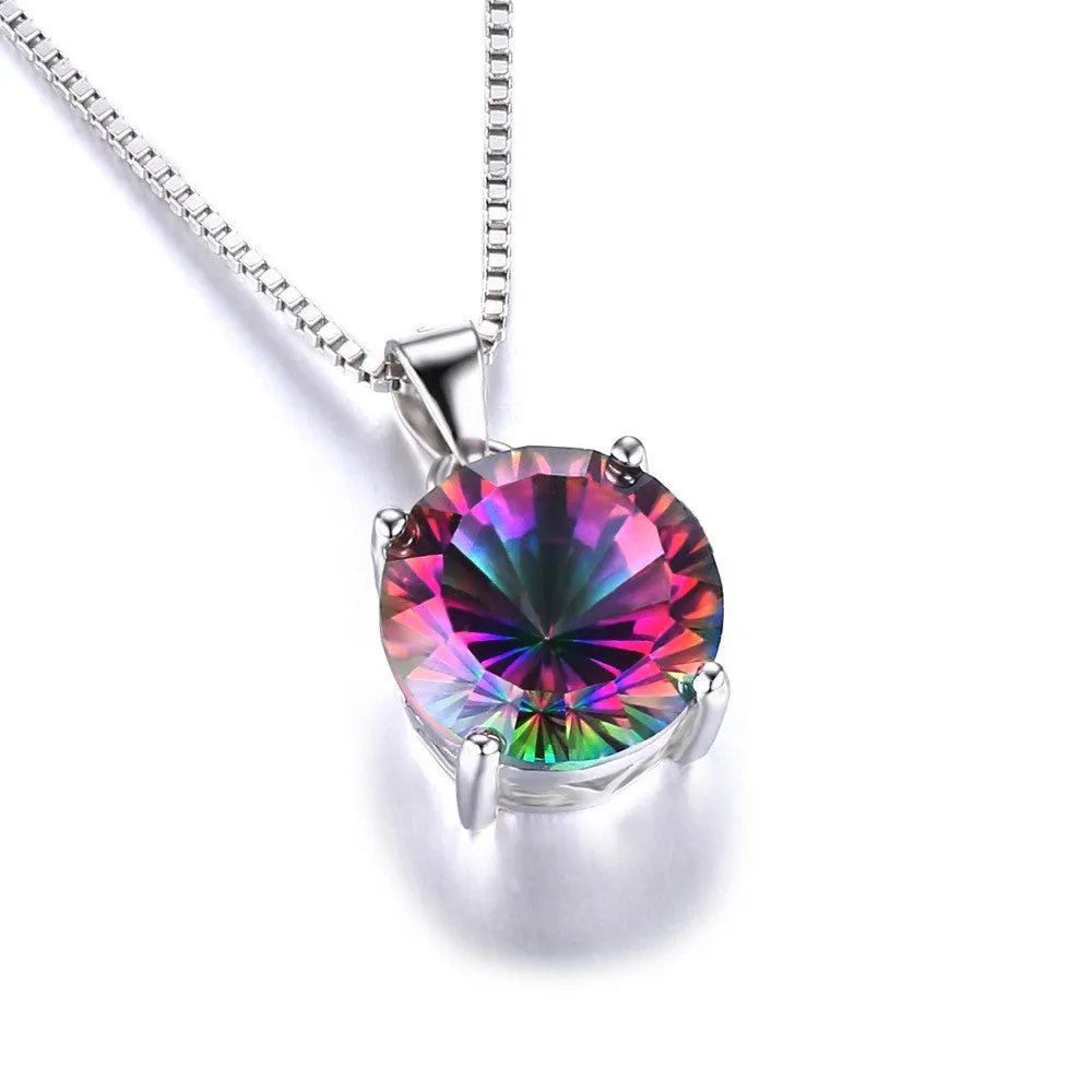 Pendant JewelryPalace 4.8ct Round Rainbow Topaz Genuine 925 Sterling Silver  Without a Chain