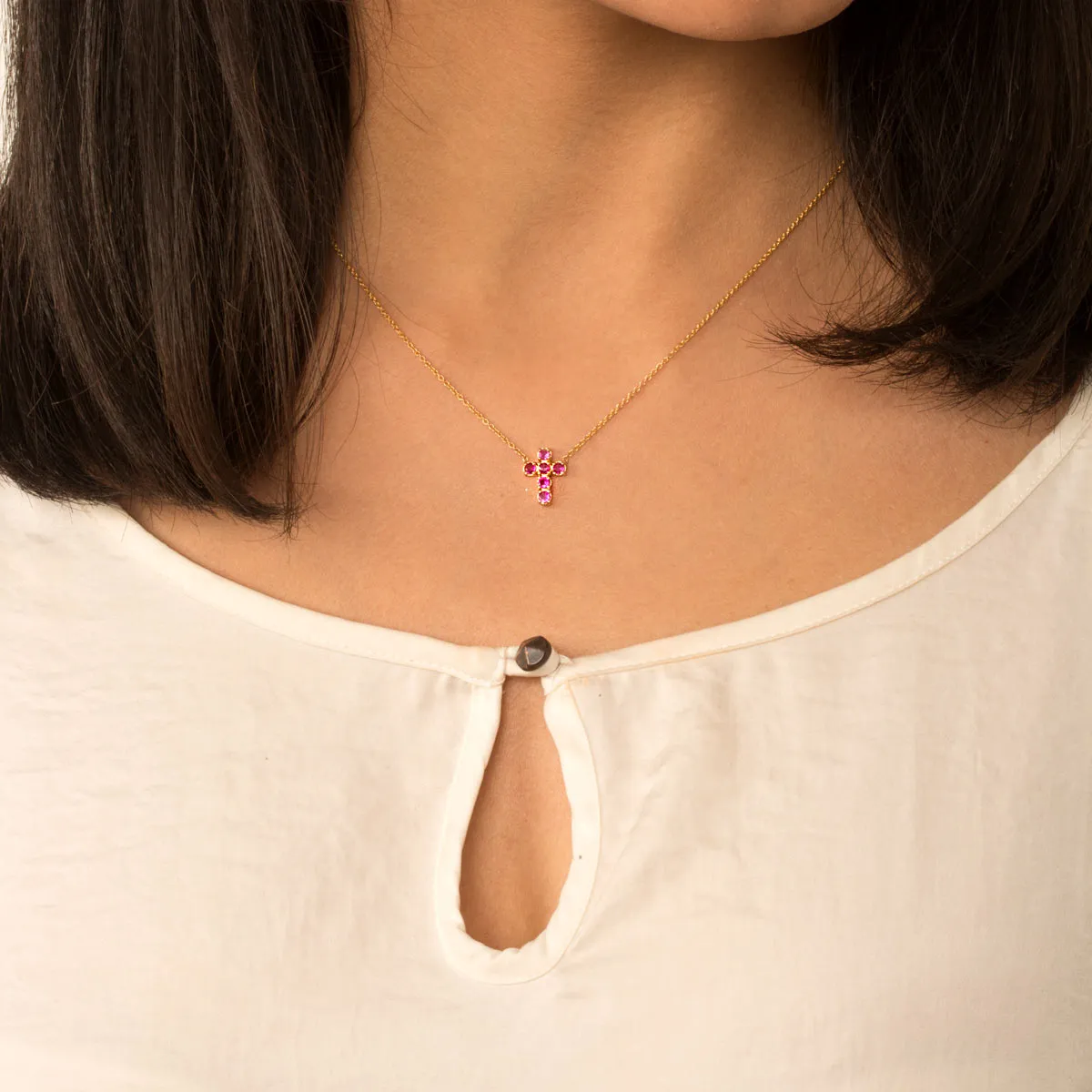 Pink Cross Necklace