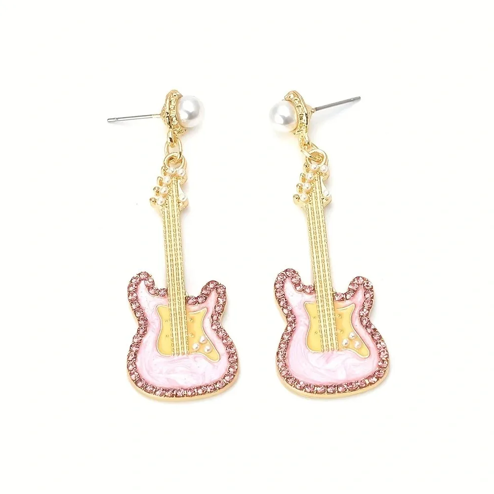 Pre Order:  Glazed Pearl Diamond Guitar Earrings