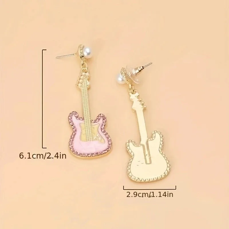 Pre Order:  Glazed Pearl Diamond Guitar Earrings