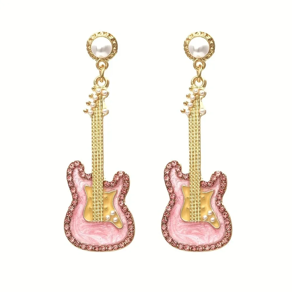 Pre Order:  Glazed Pearl Diamond Guitar Earrings