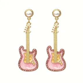 Pre Order:  Glazed Pearl Diamond Guitar Earrings