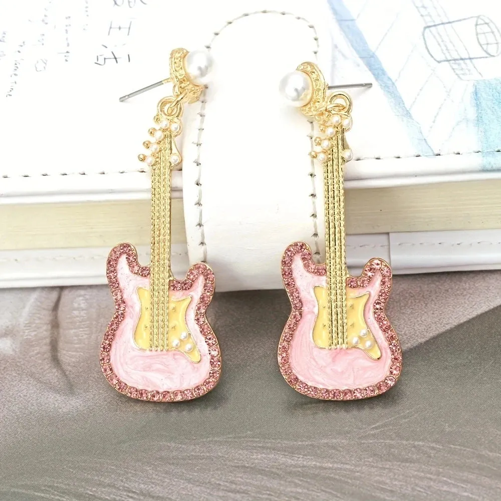 Pre Order:  Glazed Pearl Diamond Guitar Earrings